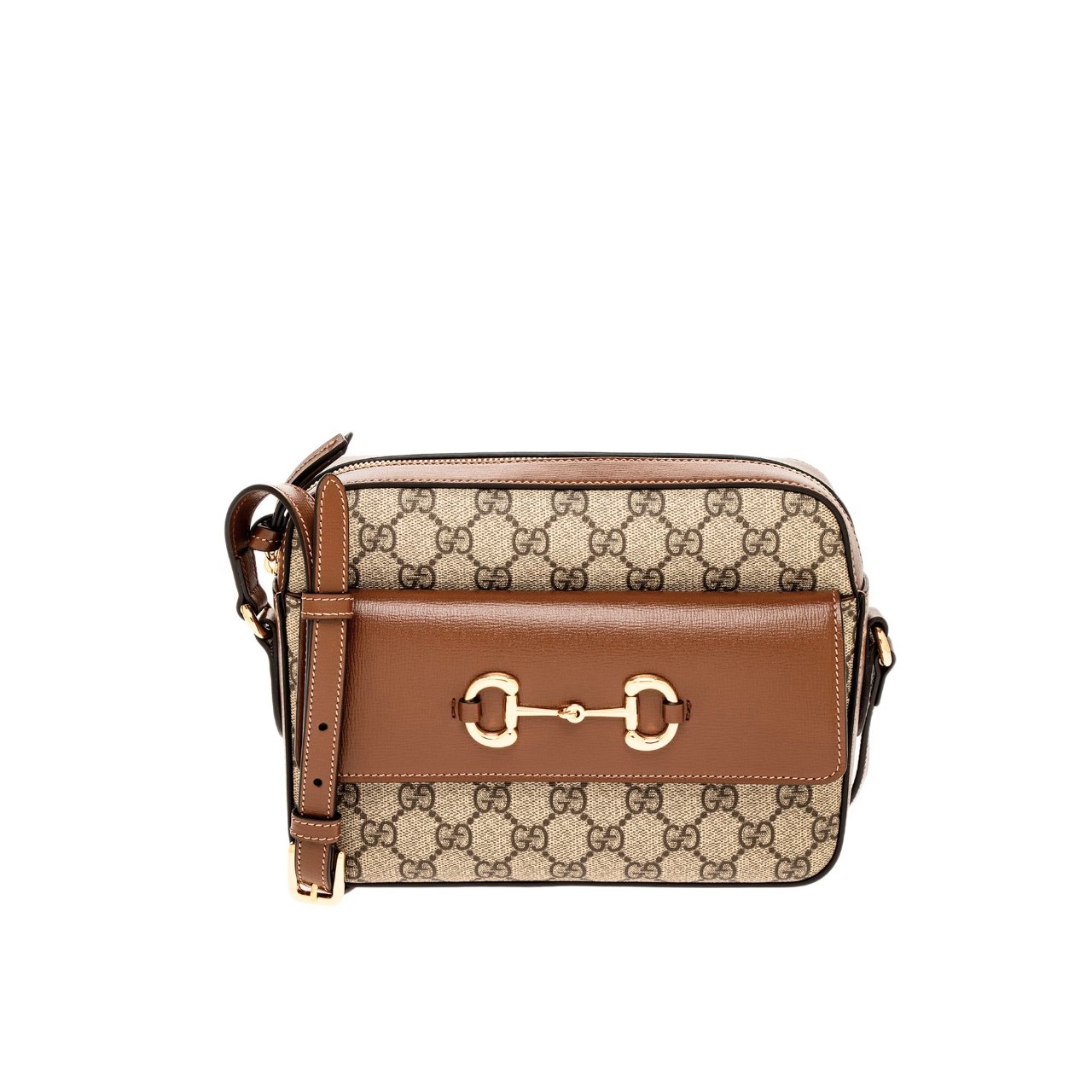 463-3 Gucci Horsebit 1955 Small Shoulder Bag Beige Ebony GG Supreme Canvas 22Cm - Image 1