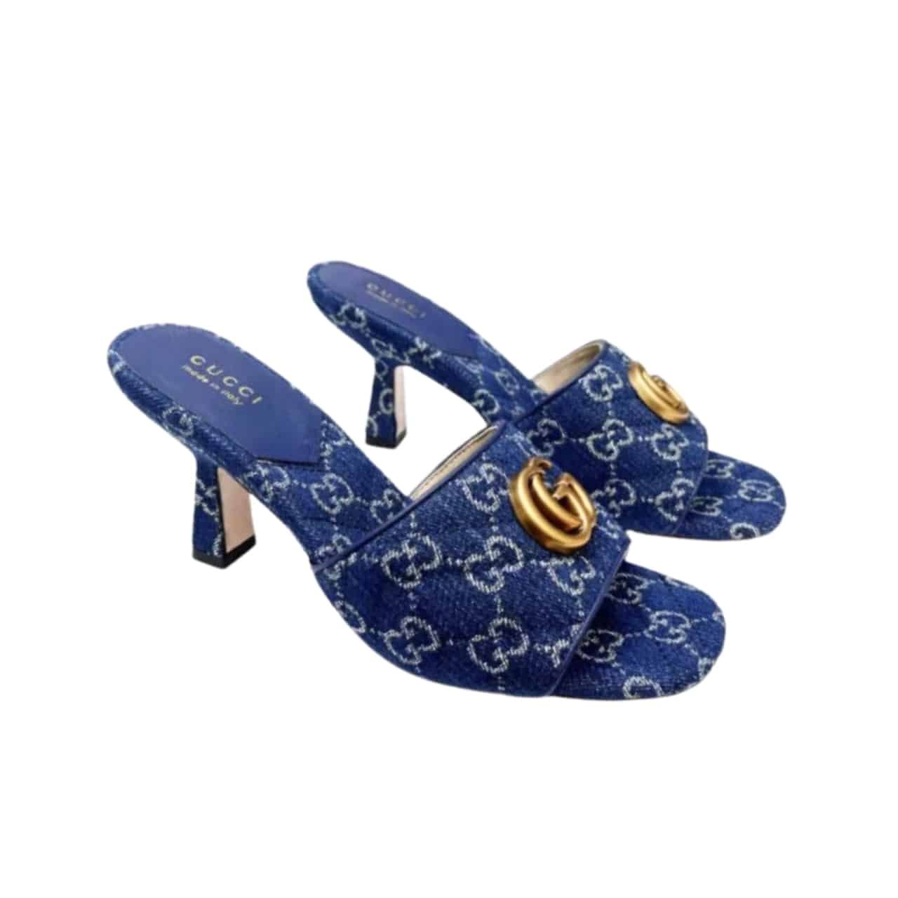 GCBB01-14 Gucci Women’S GG Denim Sandals - Image 1