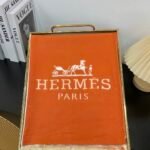 Hermes H Letter Cashmere Muffler Orange - Image 4