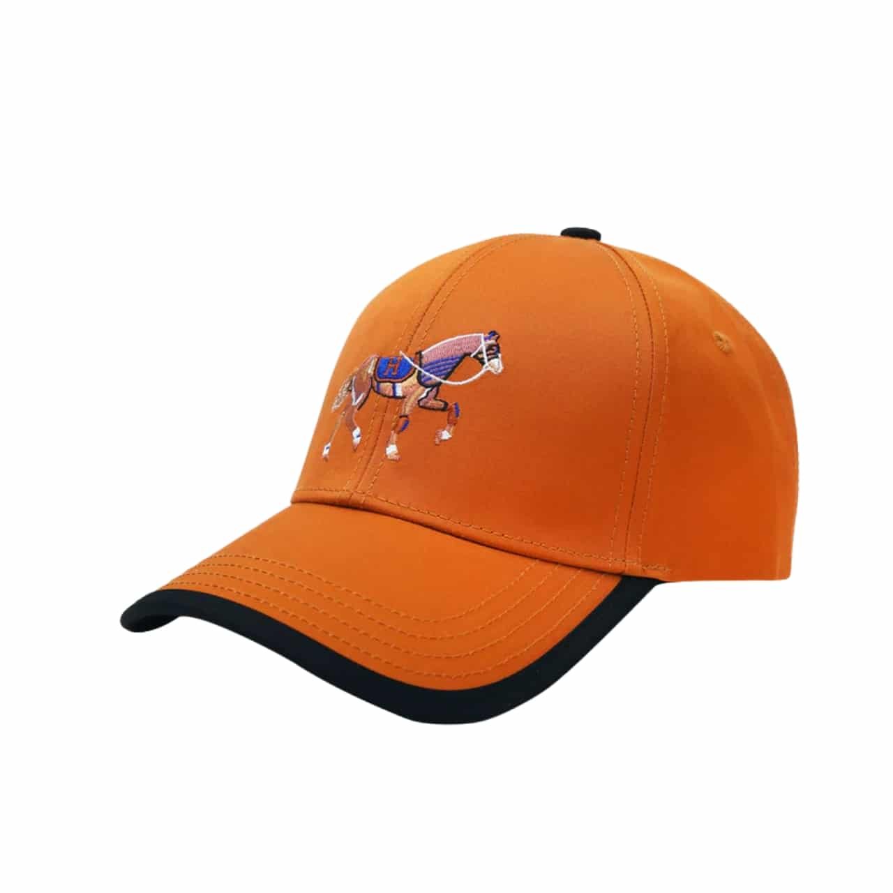 Thumbnail-22-1 Hermes Canvas Baseball Cap Horse Hat Orange - Image 1