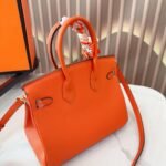 Hermes Birkin 25 Bag Togo Flame Orange 25Cm - Image 9