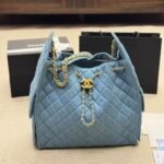 Chanel 25 Medium Handbag Washed Denim Blue And Gold Tone Metal 35Cm AS5311 B20603 U0475 - Image 2