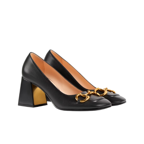 dne-1-2 Gucci Women’S Mid Heel Pump With Horsebit Black 643886 C9D00 1000 - Image 1