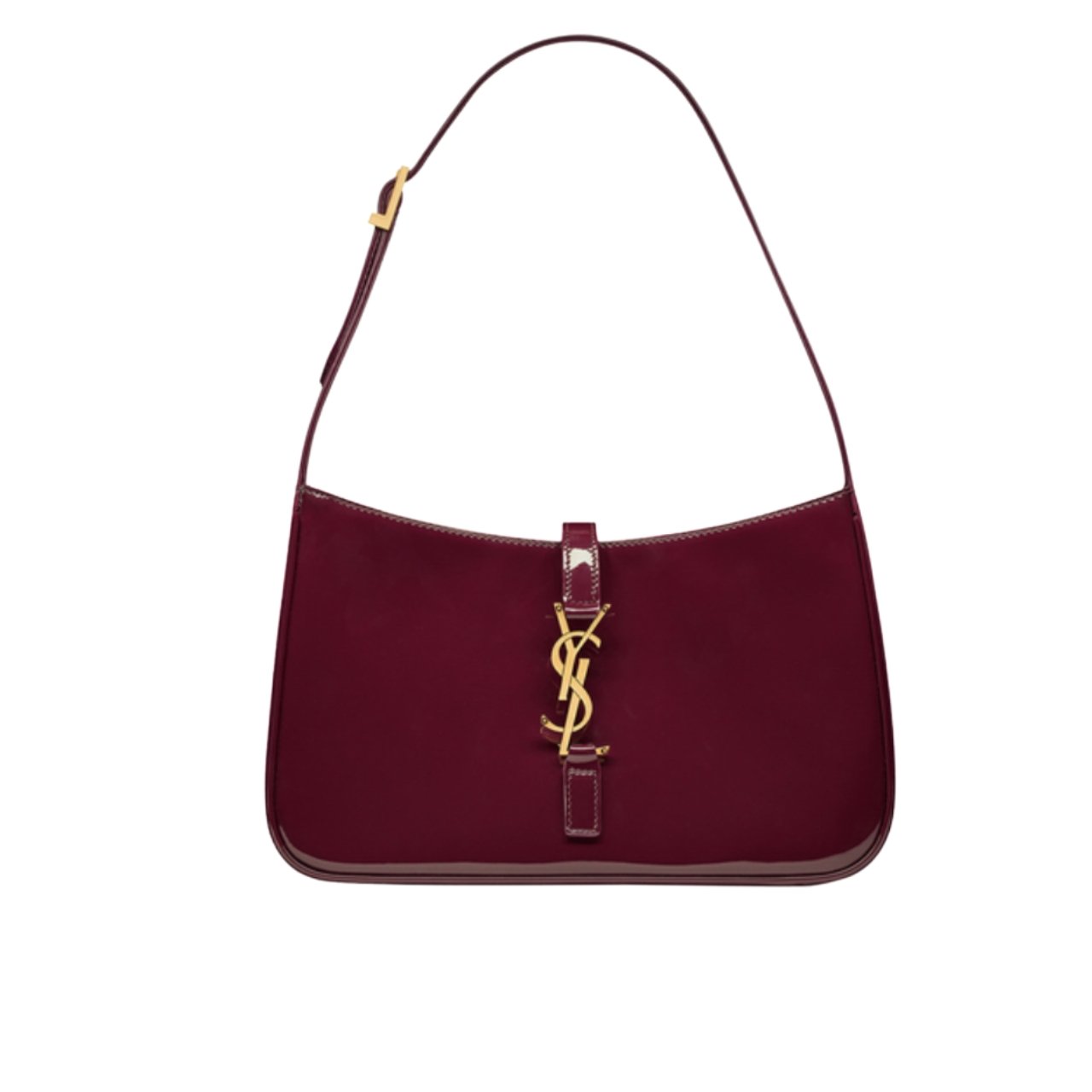 vel-37 Saint Laurent Le 5 A 7 Patent Hobo Bag In Shiny Wine Red 25Cm - Image 1